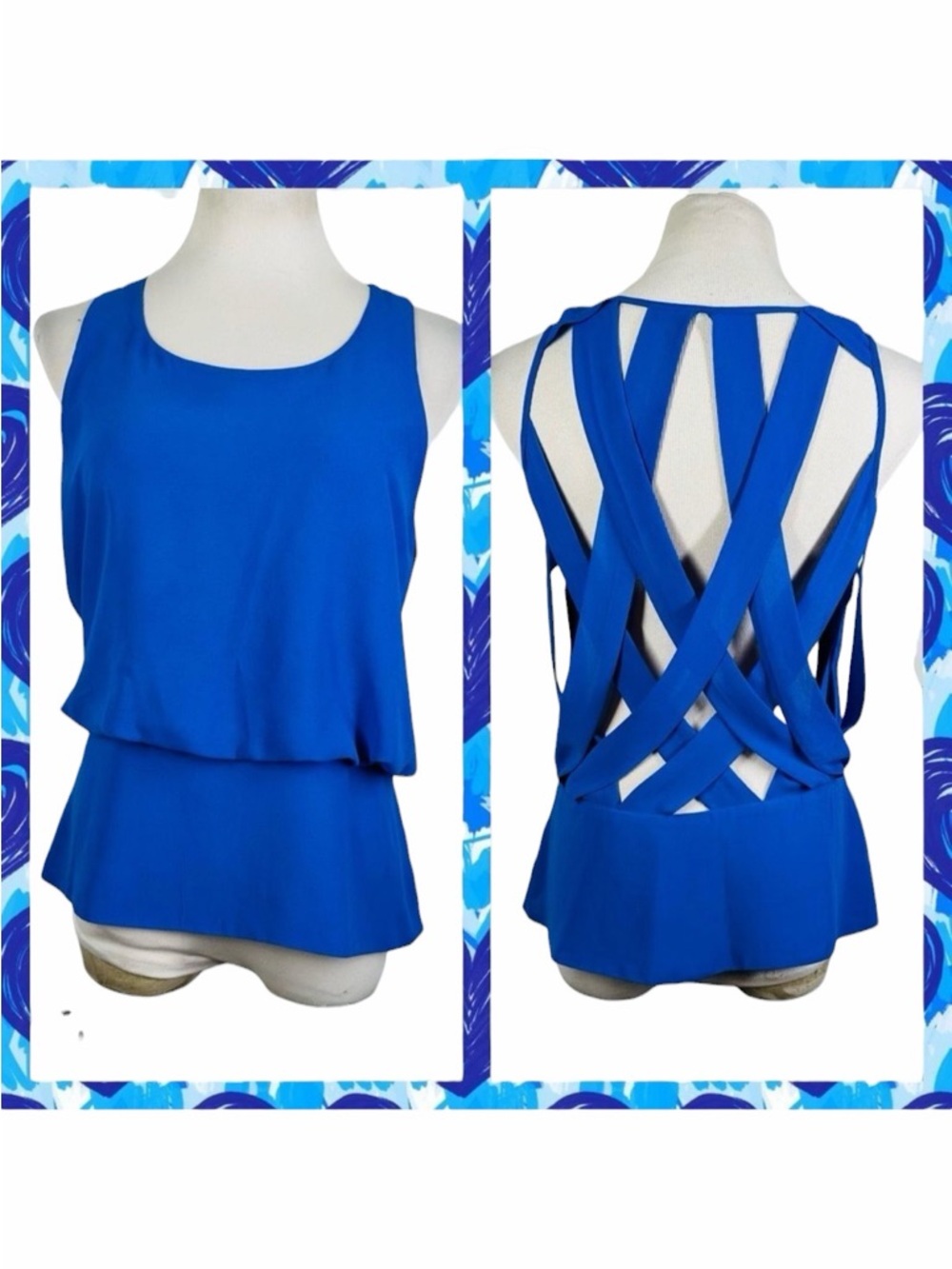 Naked Zebra Royal Blue Backless Tank - Size Large